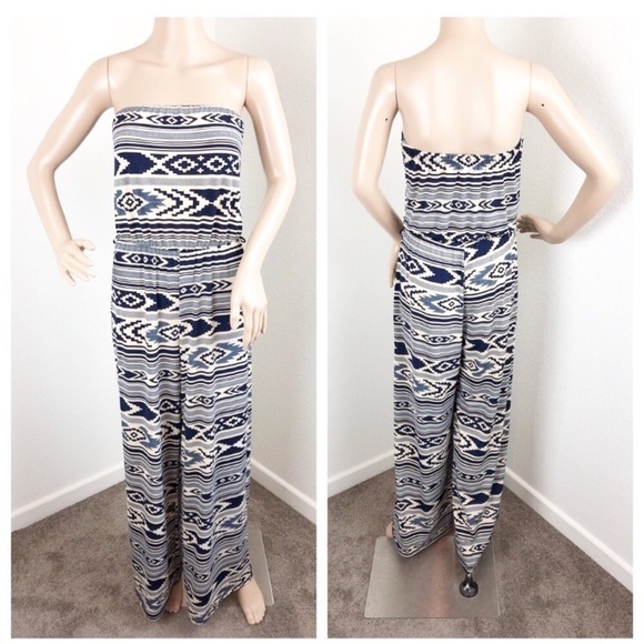 Papaya tribal print strapless jumpsuit - Picture 1 of 8